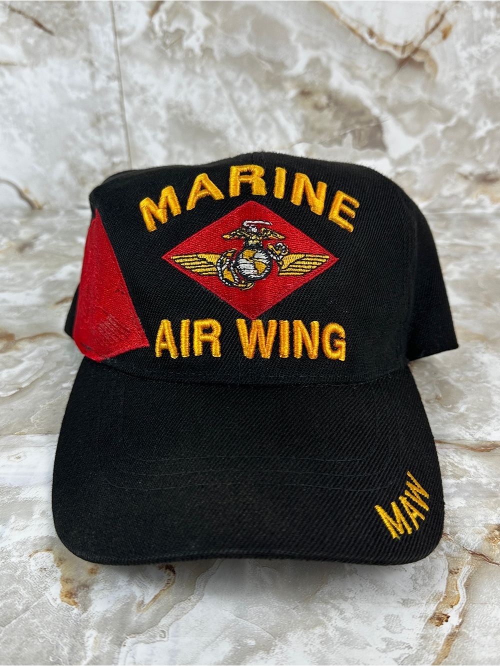 USMC Marine Air Wing Mens Vintage Black Strapback US Military Casual Hat Cap